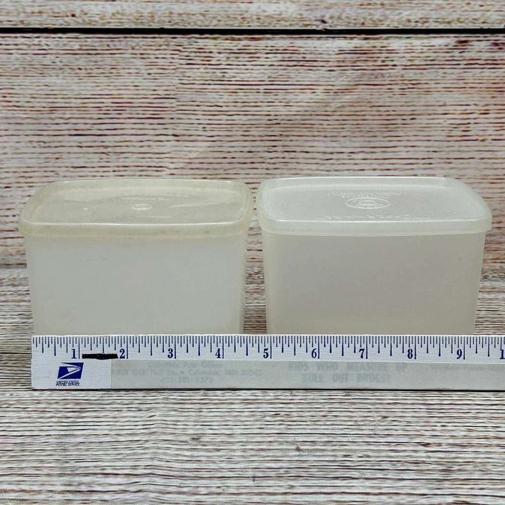 Vintage Tupperware Millionaire Line‎ Square Storage Containers Frosted 310-41